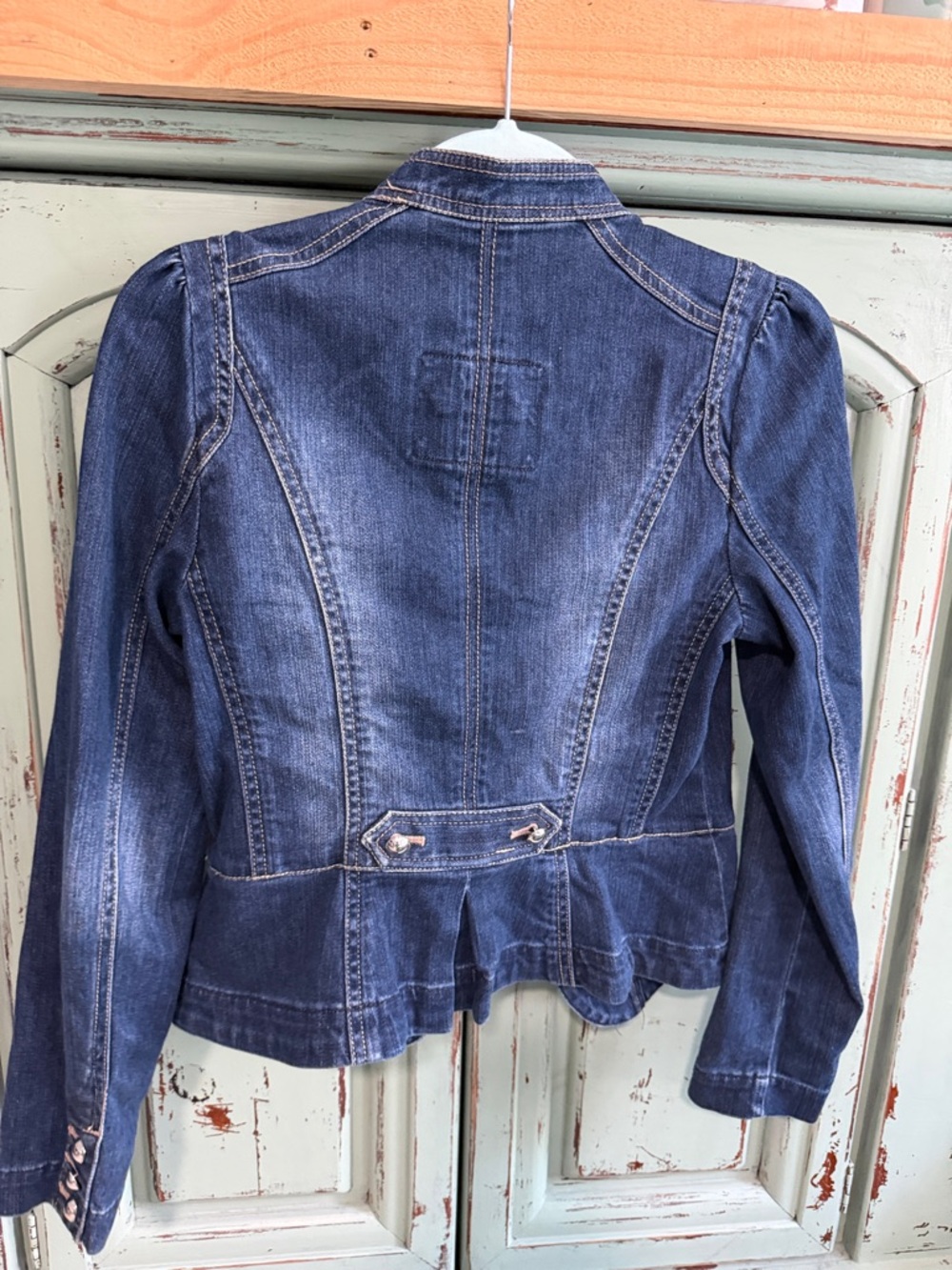 White House Black Market Women's Blue Denim Military-Style Jacket - Picture 2 of 3